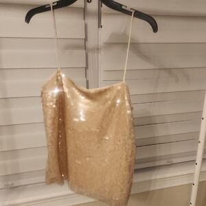 Tanya Taylor Gold Sequin Athena Top Size 8 $395